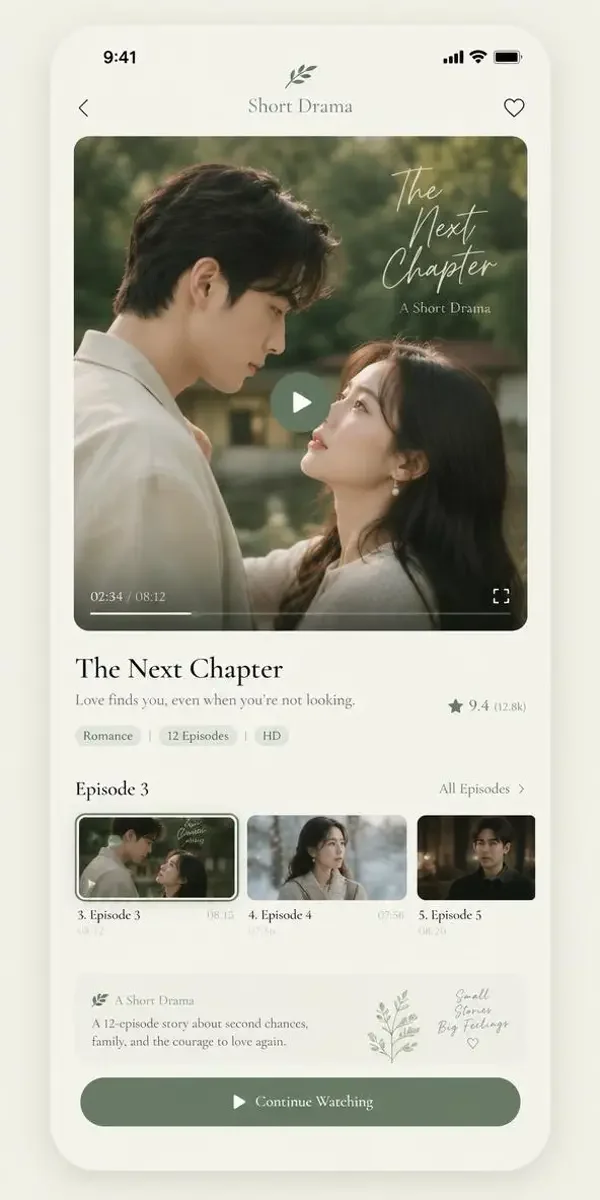 绮梦言情短剧离线缓存站 APP 界面展示